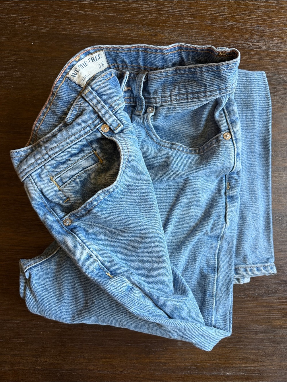 We The Free Women's size 28 Xena Slim High Straight Leg Jeans in Light Blue Wash